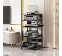 dmartN Media Storage Cabinet, Home Theater Modern AV Media Stand Component Cabinet TV Corner Shelf Stereo Rack Audio Tower with Height Adjustable Wooden Shel (5 Tier)