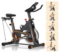 DMASUN Exercise Bike for Home Gym Use with LCD Display & Tablet Holder, Silent 0-100% Level Resistance Indoor Cycling Bike, Professional Stationary Bike with Comfortable Seat, 350/360LBs Capacity