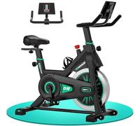 DMASUN Exercise Bike Professional with Large Tablet Holder & LCD Display, Quiet Indoor Cycling Bike for Home Use, 0-100% Resistance Spin Bike with 350LBs Capacity (Additional Soft Seat Cushion Cover)