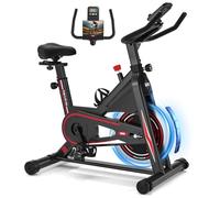 DMASUN Indoor Exercise Bikes for Home Gym Use with LCD Display, Spin Bike with Tablet Holder & Comfortable Seat Cushion, Super Quiet Fitness Bike for Home Cardio Workout with Heart Rate Sensor