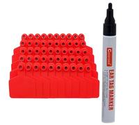 DMBAOD 100pcs cattle ear tag, Blank Ear Tags Livestock Ear Tags Cattle Ear Tags for Goats Sheep Pigs Hogs Cows Cattle Calf Livestock red 100pcs+pen