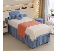 DMBAOD 4pcs Beauty Salon Bedding Set,Fumigation Massage Spa Sheets Set，Four Seasons Universal Multi-Orient Set blue Square bedside 190 * 80cm (74.8 * 31.5in)