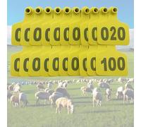 DMBAOD Cattle Ear Tags 1-500 Numbered Ear Tags for Cattle,Cattle Ear Tags with Numbers Livestock Identifcation Ear Tags for Goat Cattle Cows Calf Sheep Pig Yellow 7.5 * 10cm (2.95 * 3.93in) 001-100