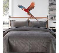 DMBAOD Double Quilt Bedding Set Size Four Seasons Velvet Reversible Bedspread Embossed Quilt Bedspread dark gray 240x250cm