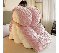 DMBAOD Duvet, winter quilting blanket thick lamb-cashmere, soft sleeping ceiling bed lid without cover, flowers 4 seasons duvet, plush winter blanket pink 200x230cm 5kg