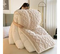 DMBAOD Duvet, winter quilting blanket thick lamb-cashmere, soft sleeping ceiling bed lid without cover, flowers 4 seasons duvet, plush winter blanket Beige 200x230cm 4kg