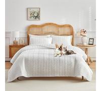 DMBAOD Queen bed cover of love quilt - Soft bed summer lightweight bed cover - Contemporary pattern cover for all seasons - 3 pieces(1 Quilt, 2 Pillow Shams) white 229 * 229cm(90"x90")
