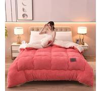 DMBAOD Thickened milk velvet Winter Quilt,Heavy Winter Lambswool Quilts,Double Sided Thickened Fluffy Lamb Fleece Comforter Core,Breathable Comforter pink 200x230cm 4.5kg