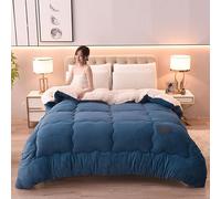 DMBAOD Thickened milk velvet Winter Quilt,Heavy Winter Lambswool Quilts,Double Sided Thickened Fluffy Lamb Fleece Comforter Core,Breathable Comforter blue 180x220cm 3kg