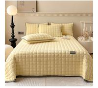 DMBAOD Velvet Quilts Queen Size king size,Reversible grid Bedspread Set Luxury Soft Quilt Set,Lightweight Velvet Comforter for All Season yellow 230x250cm
