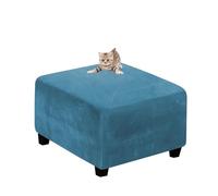 DMBAOD Velvet Round Ottoman Slipcover Ottoman Covers Footstool Protector Covers Storage Stool Ottoman Covers Stretch with Elastic Bottom, Feature Real Velvet Plush Fabric Peacock Blue X-LARGE