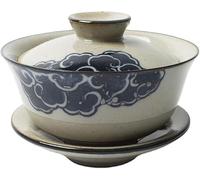 DMBBSAPBSH Porcelain Gaiwan, Traditional Gaiwan, 150ml Hand Painted Coarse Pottery Gaiwan Tea Bowl Chinese Kung Fu Tea Set
