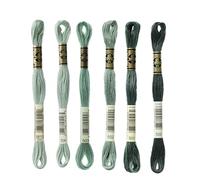 DMC 6-Strand Embroidery Cotton Bundle - Blue Green Color Family - 6 Skeins of Thread - 8.7yd Skeins