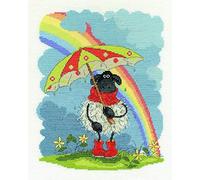 DMC April Showers Cross Stitch Kit, Includes Stranded Cotton, 14ct Aida Fabric, Needle, Chart and Instructions