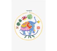 DMC counted cross stitch kit with hoop "Blue Elephant", Diam.15cm, DIY