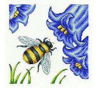 DMC BK1539 Bee and Bluebells 14 Count Cross Stitch Kit, Other, Multi Colour, 17.78x21.59x0.63 cm