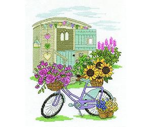 DMC Cross Stitch Kit - Floral Bicycle (1549), 100% Cotton