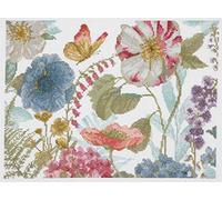 DMC Cross Stitch Kit Watercolor Flowers Champêtres, Includes Aida Fabric 5.5pts/cm, Mouliné Étoile Thread, Needle and Instructions