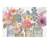DMC Cross Stitch Kit Watercolor Flowers in Jars, Includes Aida Fabric 5.5 pts/cm, Mouliné Thread, Needle and Instructions