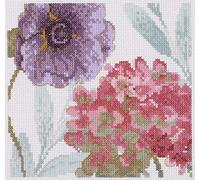 DMC Cross Stitch Kit Watercolor Hydrangea and Peony, Includes Aida Fabric 5.5pts/cm, Mouliné Étoile Thread, Needle and Instructions
