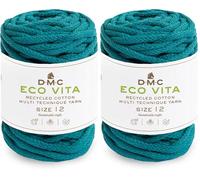 DMC Eco Vita 12, Crochet Knitting Macrame Yarn, Turquoise (82), 250g (Pack of 2)