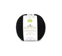 DMC Eco Vita - (002 Black) - 100 gram ball - Recycled Cotton to create fashionable garments, hats, bags and knitwear accessories