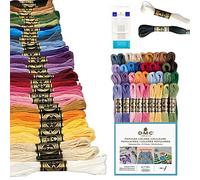 DMC Embroidery Floss Pack, Popular Colors, DMC Embroidery Thread, DMC Floss Kit Include 36 Assorted Color Bundle with DMC Mouline Cotton White/Black and DMC Cross Stitch Hand Needles.