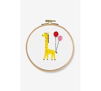 DMC - Giraffe Kit, Includes 100% Printed Cotton Fabric, Embroidery Threads, Bamboo Hoop and Instructions