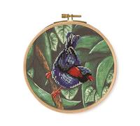 DMC Parakeet Cross Stitch Kit, Includes Embroidery Threads, Needle, Wooden Drum and Instructions