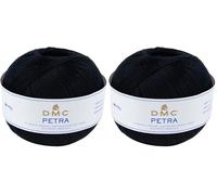 DMC Petra Yarn, 100% Cotton, Black, Size 5 (Pack of 2)