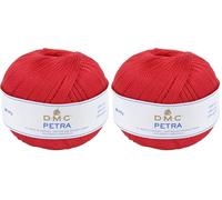 DMC Petra Yarn, 100% Cotton, Red, Size 5 (Pack of 2)