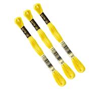 DMC - Set of 3 DMC Yellow Skeins, Mouliné Embroidery Floss, 117mc, 100% Cotton - Fits all techniques and media, ideal cross stitch