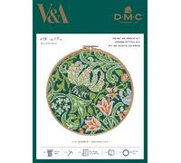 DMC Stitch Kit Golden Lily - J.H. Dearle, Includes No. 25 Embroidery Thread, Embroidery Needle, Embroidered (Aida · White 14 Count) and Instructions
