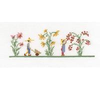 DMC Sunflower Garden Cross Stitch Kit, White Aida 6pts/cm (19cm X 6.5cm), Embroidery Needle, Instructions