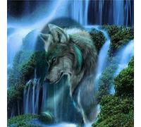 DMC Thread Counted Cross Stitch Kits for Beginners Waterfall Wolf 14CT Aida Cloth Home Wall Decor (Waterfall Wolf)