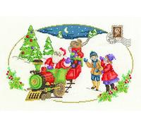 DMC Vintage Santa is coming Cross Stitch Kit, 100 Percent Cotton, Multi-Colour