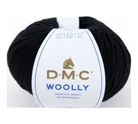 DMC Woolly Merino Yarn, Black (02), 50g