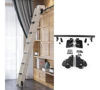 DMCHENGMA 3.3ft-24ft Rolling Ladder Hardware Library Sliding Ladder Hardware Kit (No Ladder), 1M/1.22M Rail Black Steel Round Tube Mobile Ladder Tracks(10ft/300cm Track kit)