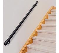 Black Stair Handrail 6ft/10ft/14ft/15ft Long Metal Hand Railings Black Wrought Iron Handle Dalvanized Round Pipe Hand Rails Banister for Indoor Stairs Outdoor Step Baluster(12ft/360cm)
