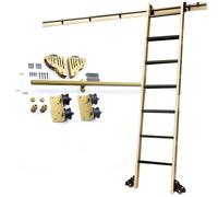 DMCHENGMA Gold Carbon Steel Rolling Ladder Hardware Kit 3.3ft - 24ft Bookcase Sliding Track Mobile Ladder Hanging Rail (No Ladders)(19.7ft/600cm Track kit)
