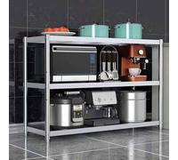 DMCHENGMA Kitchen Microwave Shelf 3-Tier Height Adjustable Storage Rack Floor Standing Pots Pans Shelves 304 Stainless Steel Metal Frame Organizer Stand for Spices/Dishes/Pots/Pans(70x35x80cm)