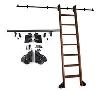 DMCHENGMA Rolling Ladder Hardware Library Sliding Ladder Hardware Kit 3.3ft-20ft Round Track/Rail(No Ladder) Mobile Ladder Track, with Floor Roller Wheels(6.6ft/200cm Track Kit)