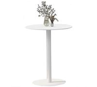 DMCHENGMA Round Bar Height Table, White Modern Pub Table with Metal Iron Top and Sturdy Metal Fram, High Top Table for Dining Room, Bistro, Cocktail - Leisure Table (Size : 60x104cm)