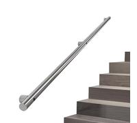 DMCHENGMA Silver Stair Handrail Modern Stair Railing 1ft - 20ft Long Metal Stainless Steel Round Tube Balusters Hand Rails for Indoor Outdoor loft Steps Stairs Banister(6ft/180cm)