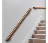 DMCHENGMA Solid Wood Round Stair Handrail, Non-Slip Stair Banister with Brackets, Wall-Mounted Indoor Stair Railing(2ft/60cm)