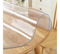 DMCHENGMA Transparent Round Tablecloth 2mm, Clear PVC Plastic Table Cover, Waterproof Oil-Proof Heat Resistant Soft Glass Protector for Dining Tables(Diameter 130cm)
