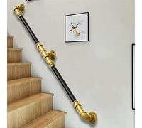 DMCHENGMA Wall Staircase Handrails, Modern Look Galvanized Industrial Black Pipe Gold Bracket Iron Hand Rails,550lbs Load Capacity Railings, Bathtub Grab Bars (Size : 4ft/120cm)