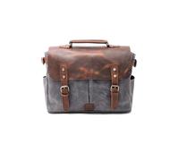 Dmcsx Waterproof Saddle Bag Vintage Waxed Canvas Leather Messenger Bag Men Durable Camera Shoulder Retro Motorcycle Side Rear Seat(Gray)