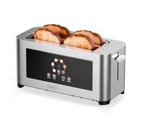 DMD Collective - 4 Slice Long Slot Toaster Stainless Steel - Extra Wide Slots, Digital Touch Control, 6 Browning Levels, Defrost Reheat & Cancel Functions, 1400W Toaster for Thick & Thin Bread