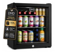 DMD Collective - 50L Mini-fridge, Small Fridge, Drinks Cooler, Countertop | Glass Door, Lock And Key, LED Interior Light, Reversible Door, Countertop Design, Ideal For Beer, Wine And Soft Drinks